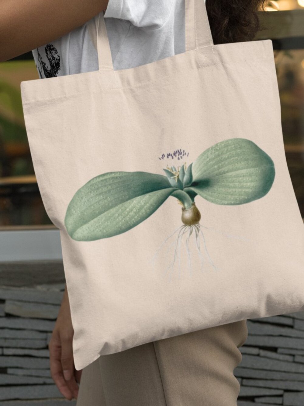 Pustulated Massonia Vintage Floral Print Graphic Canvas Tote Bag